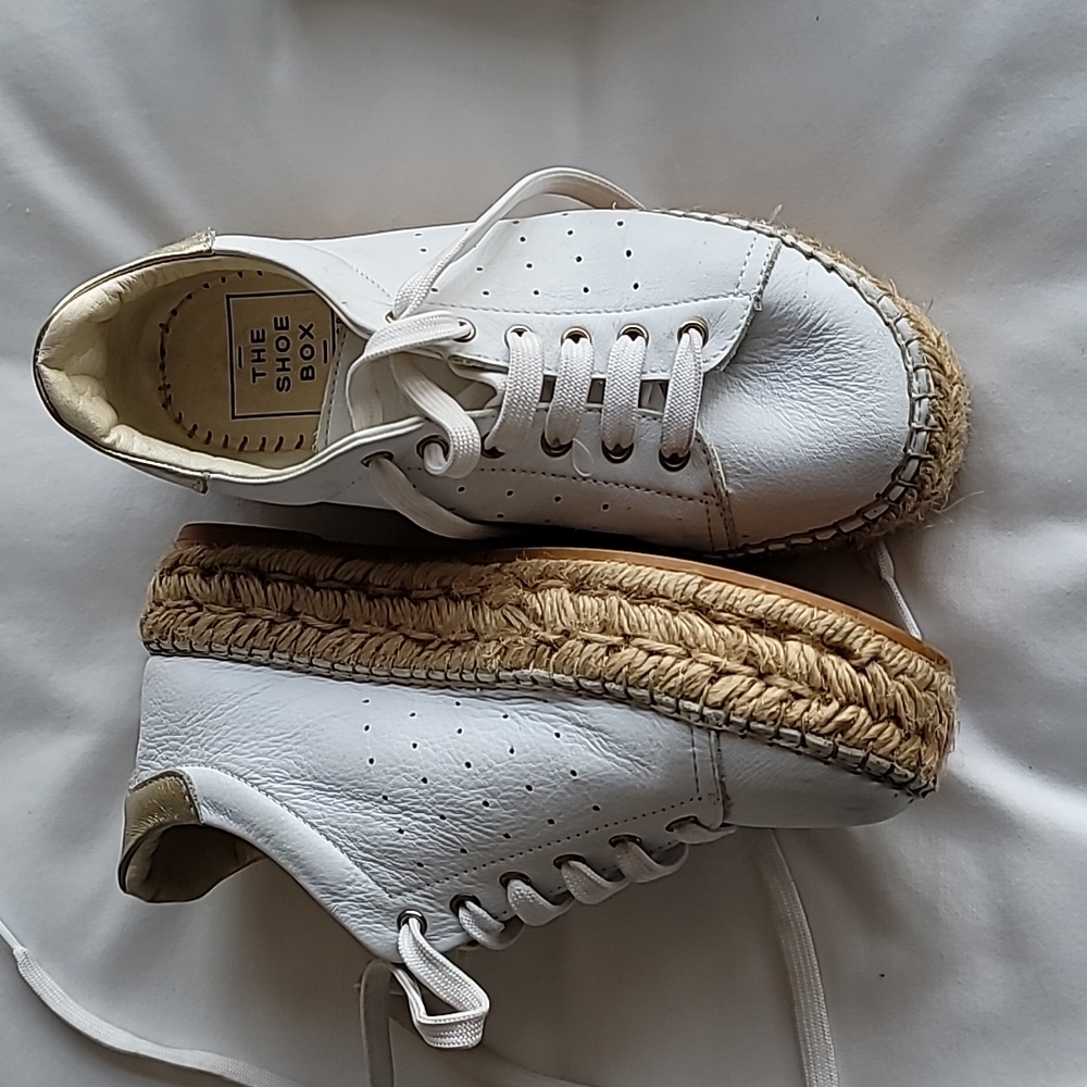 White leather sneaker espadrilles